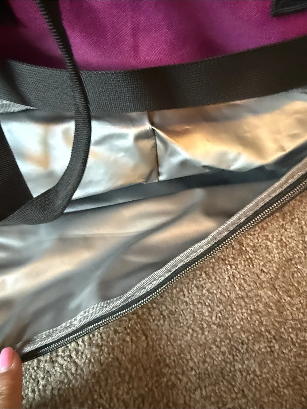 Magenta and Black Large Organizer Tote Bag